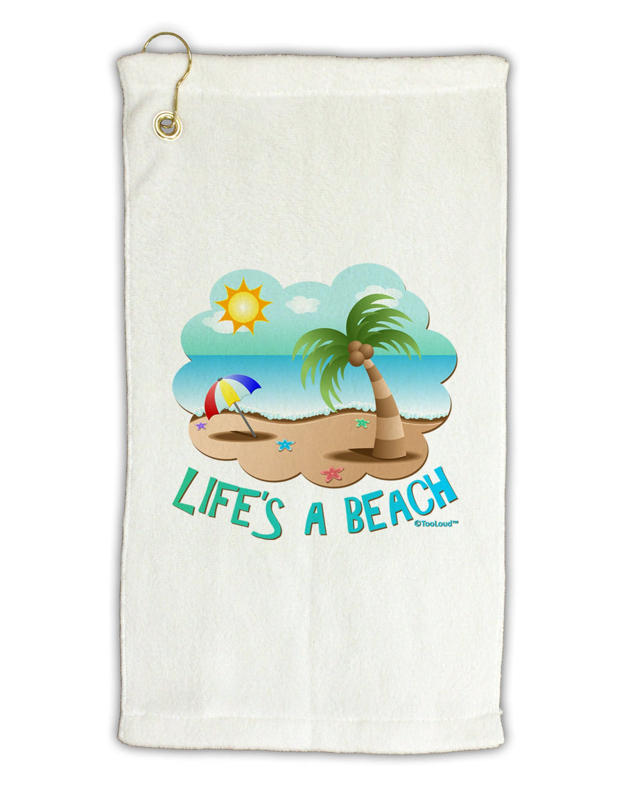 Fun Summer Beach Scene - Life's a Beach Micro Terry Gromet Golf Towel 16 x 25 inch by TooLoud-Golf Towel-TooLoud-White-Davson Sales