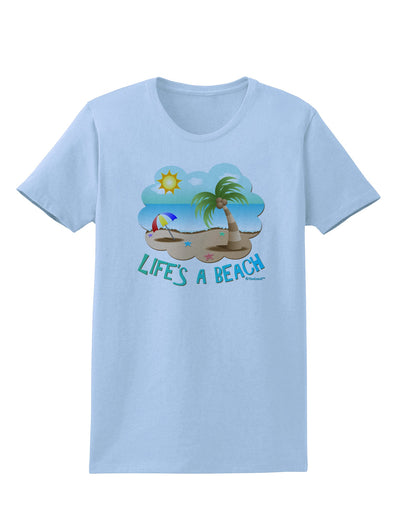 Fun Summer Beach Scene - Life's a Beach Womens T-Shirt by TooLoud-Womens T-Shirt-TooLoud-Light-Blue-X-Small-Davson Sales