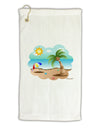 Fun Summer Beach Scene Micro Terry Gromet Golf Towel 16 x 25 inch by TooLoud-Golf Towel-TooLoud-White-Davson Sales