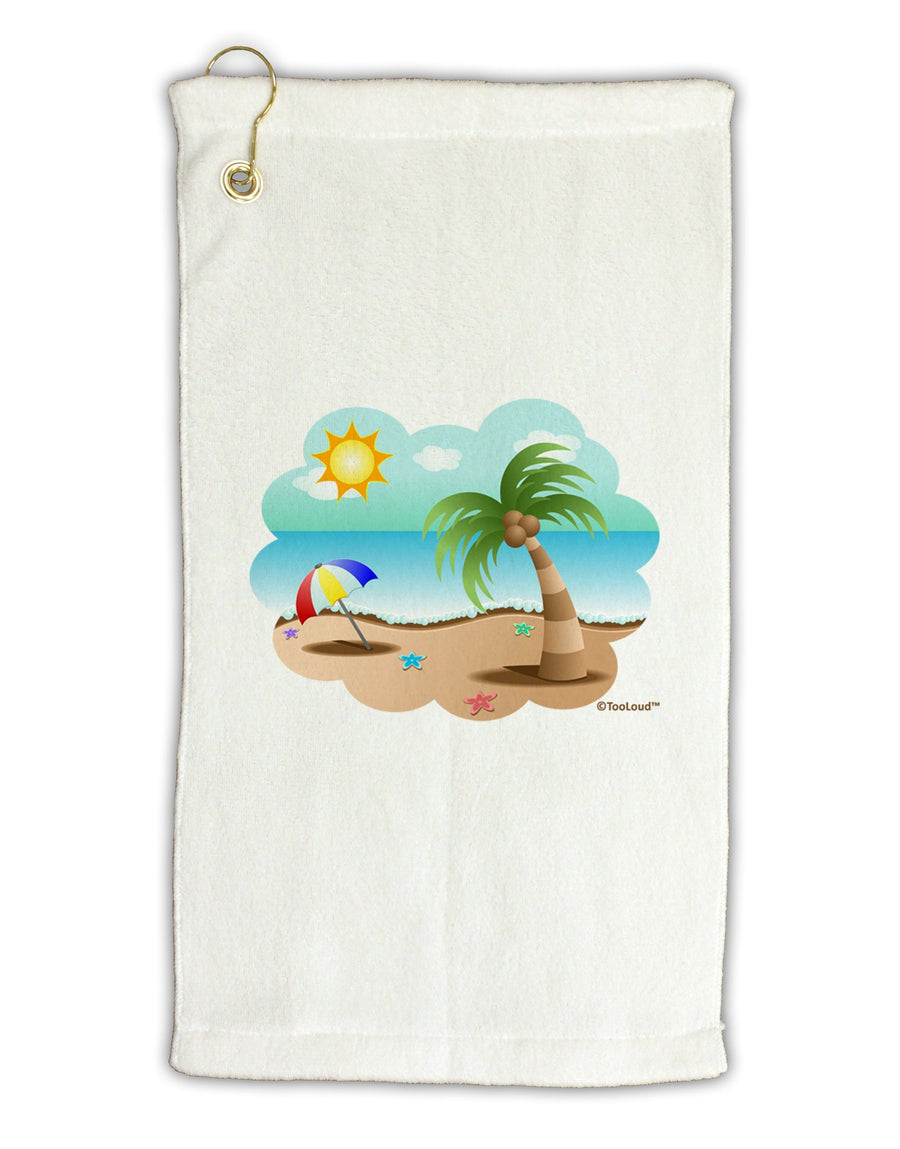 Fun Summer Beach Scene Micro Terry Gromet Golf Towel 16 x 25 inch by TooLoud-Golf Towel-TooLoud-White-Davson Sales