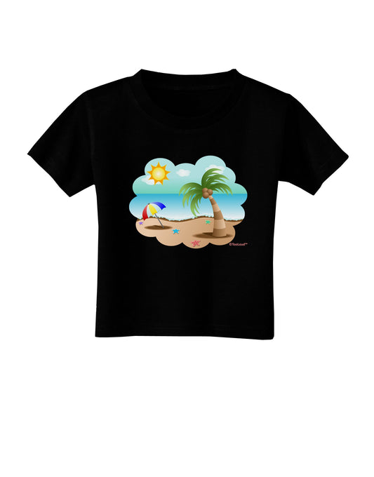 Fun Summer Beach Scene Toddler T-Shirt Dark by TooLoud-Toddler T-Shirt-TooLoud-Black-2T-Davson Sales