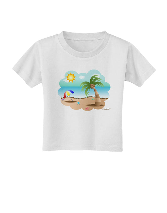 Fun Summer Beach Scene Toddler T-Shirt by TooLoud-Toddler T-Shirt-TooLoud-White-2T-Davson Sales