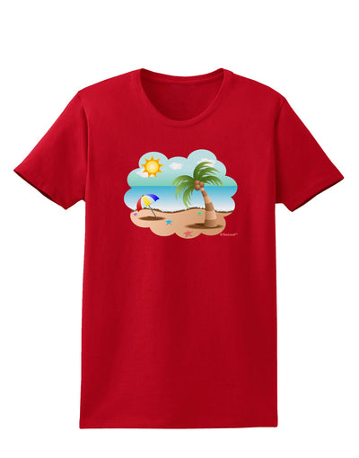 Fun Summer Beach Scene Womens Dark T-Shirt by TooLoud-Womens T-Shirt-TooLoud-Red-X-Small-Davson Sales