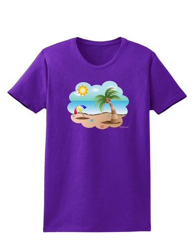 Fun Summer Beach Scene Womens Dark T-Shirt by TooLoud-Womens T-Shirt-TooLoud-Purple-X-Small-Davson Sales