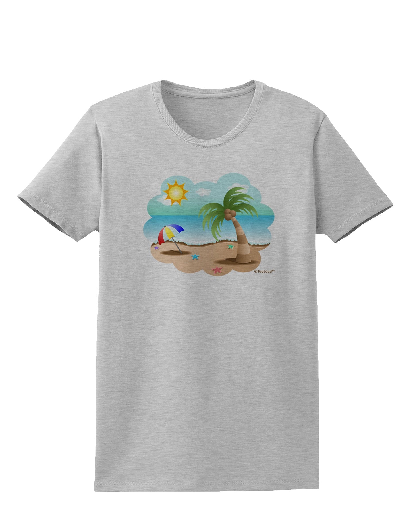 Fun Summer Beach Scene Womens T-Shirt by TooLoud-Womens T-Shirt-TooLoud-AshGray-X-Small-Davson Sales