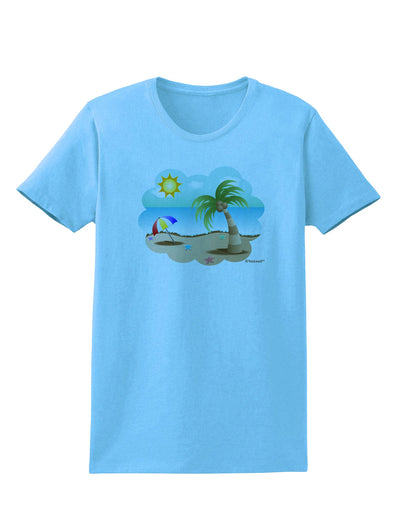 Fun Summer Beach Scene Womens T-Shirt by TooLoud-Womens T-Shirt-TooLoud-Aquatic-Blue-X-Small-Davson Sales