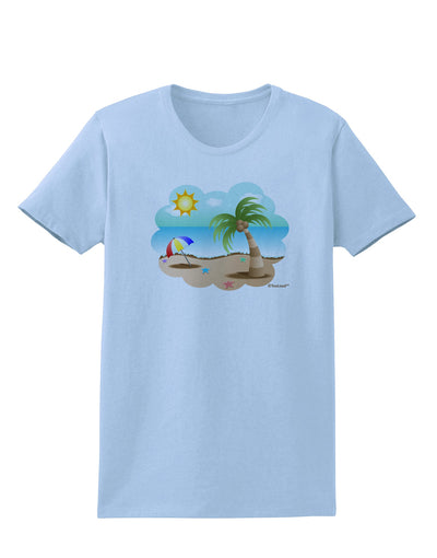 Fun Summer Beach Scene Womens T-Shirt by TooLoud-Womens T-Shirt-TooLoud-Light-Blue-X-Small-Davson Sales