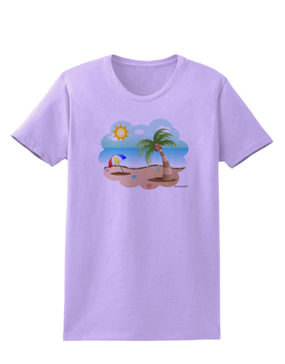 Fun Summer Beach Scene Womens T-Shirt by TooLoud-Womens T-Shirt-TooLoud-Lavender-X-Small-Davson Sales