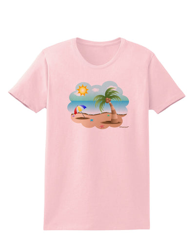 Fun Summer Beach Scene Womens T-Shirt by TooLoud-Womens T-Shirt-TooLoud-PalePink-X-Small-Davson Sales