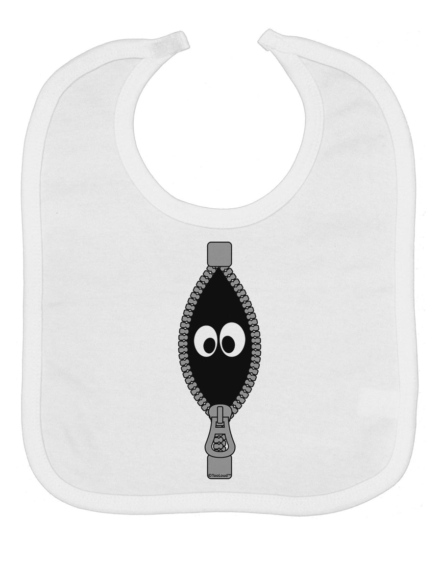 Funny Eyes Peeking Out of Zipper Baby Bib by TooLoud