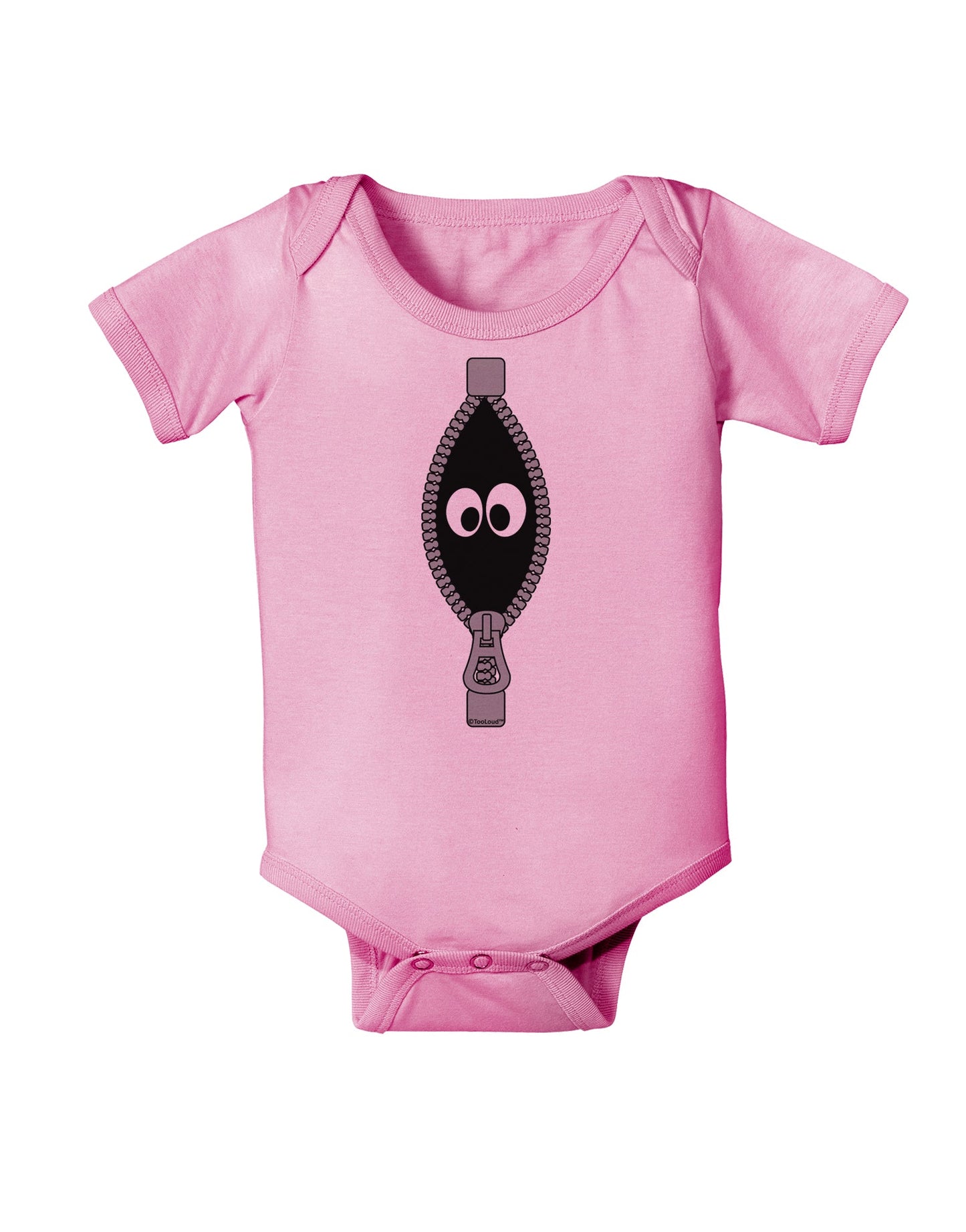 Funny Eyes Peeking Out of Zipper Baby Romper Bodysuit by TooLoud-Baby Romper-TooLoud-Light-Pink-06-Months-Davson Sales