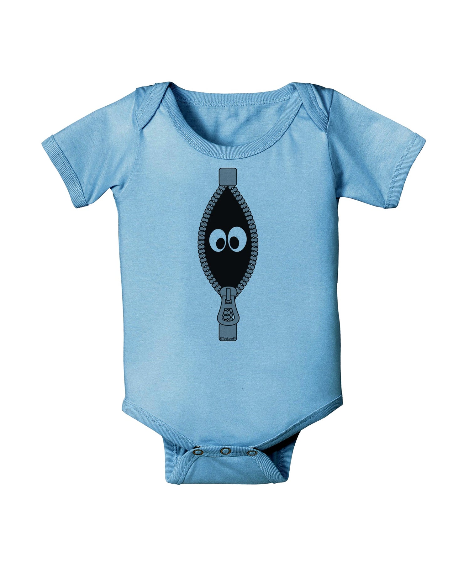 Funny Eyes Peeking Out of Zipper Baby Romper Bodysuit by TooLoud-Baby Romper-TooLoud-Light-Blue-06-Months-Davson Sales
