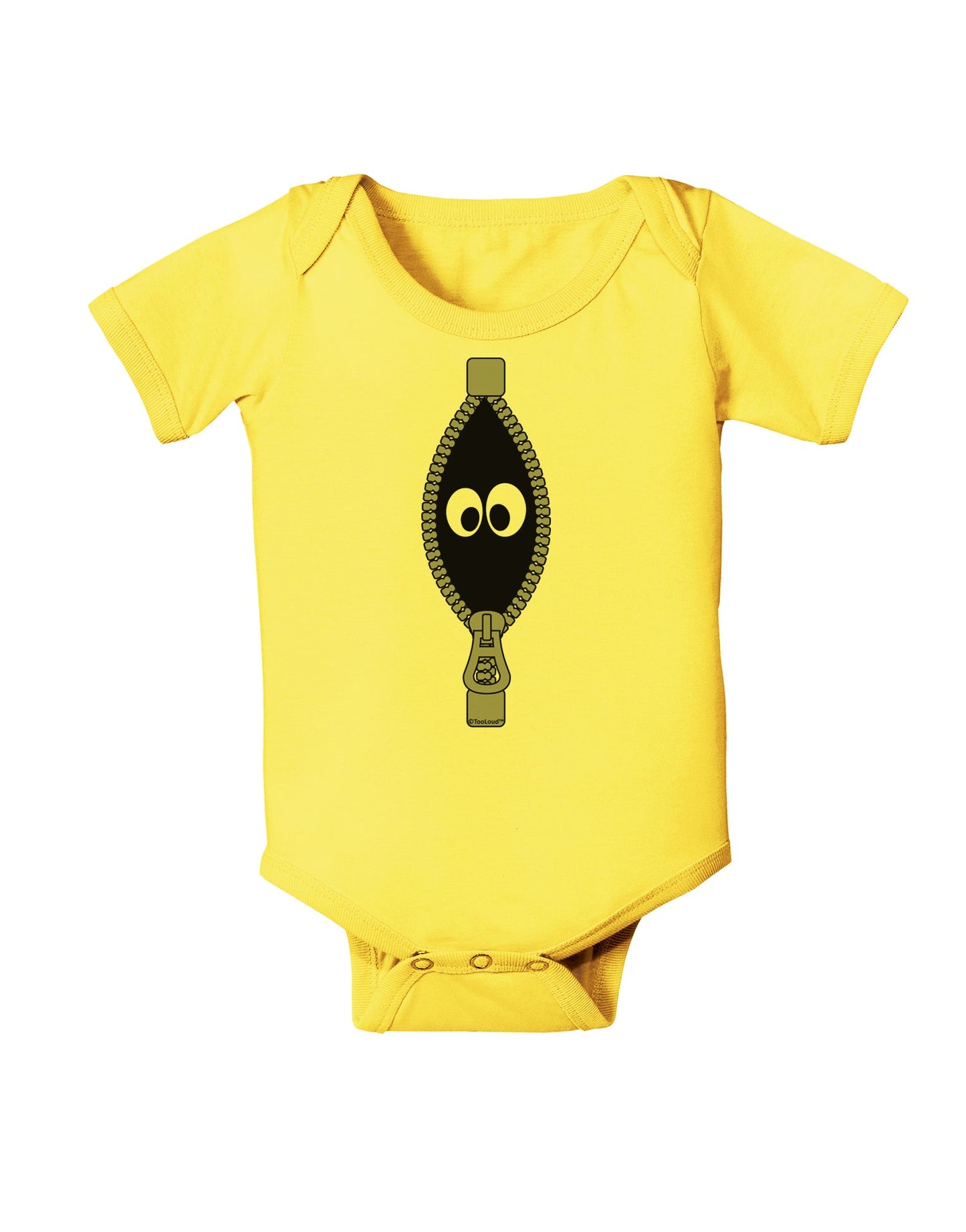 Funny Eyes Peeking Out of Zipper Baby Romper Bodysuit by TooLoud-Baby Romper-TooLoud-Yellow-06-Months-Davson Sales