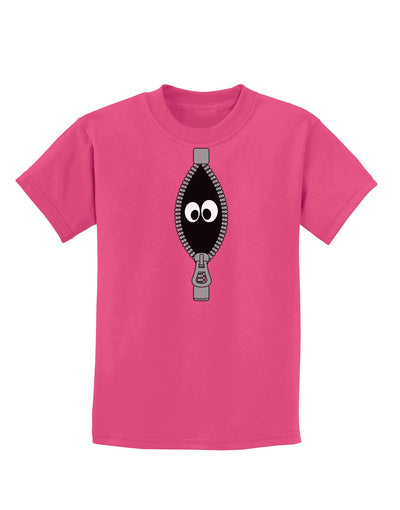 Funny Eyes Peeking Out of Zipper Childrens Dark T-Shirt by TooLoud-Childrens T-Shirt-TooLoud-Sangria-X-Small-Davson Sales