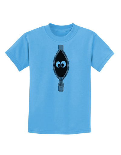 Funny Eyes Peeking Out of Zipper Childrens T-Shirt by TooLoud-Childrens T-Shirt-TooLoud-Aquatic-Blue-X-Small-Davson Sales