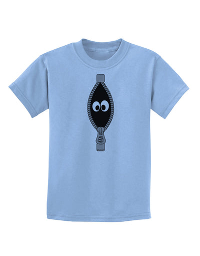 Funny Eyes Peeking Out of Zipper Childrens T-Shirt by TooLoud-Childrens T-Shirt-TooLoud-Light-Blue-X-Small-Davson Sales