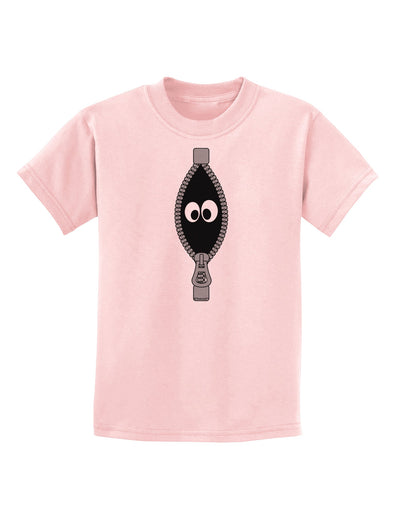 Funny Eyes Peeking Out of Zipper Childrens T-Shirt by TooLoud-Childrens T-Shirt-TooLoud-PalePink-X-Small-Davson Sales