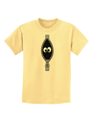 Funny Eyes Peeking Out of Zipper Childrens T-Shirt by TooLoud-Childrens T-Shirt-TooLoud-Daffodil-Yellow-X-Small-Davson Sales