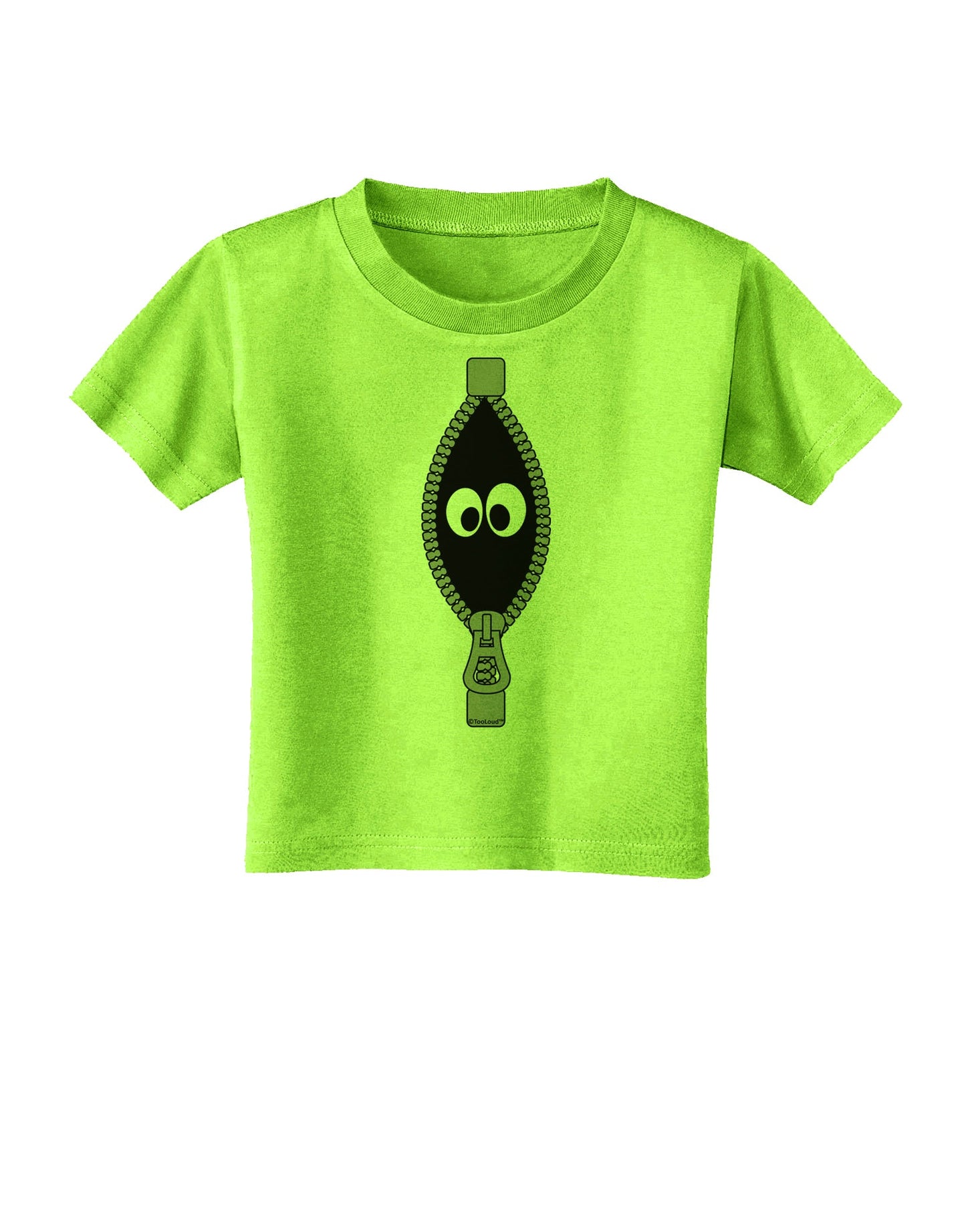 Funny Eyes Peeking Out of Zipper Toddler T-Shirt by TooLoud-Toddler T-Shirt-TooLoud-Lime-Green-2T-Davson Sales