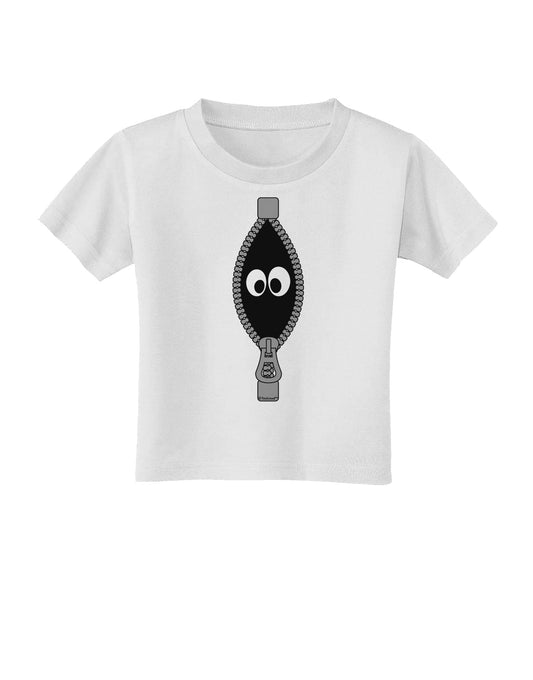 Funny Eyes Peeking Out of Zipper Toddler T-Shirt by TooLoud-Toddler T-Shirt-TooLoud-White-2T-Davson Sales