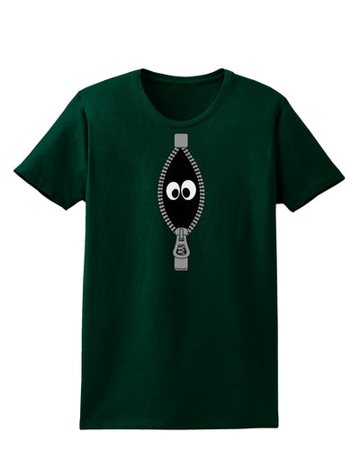 Funny Eyes Peeking Out of Zipper Womens Dark T-Shirt by TooLoud-Womens T-Shirt-TooLoud-Forest-Green-Small-Davson Sales