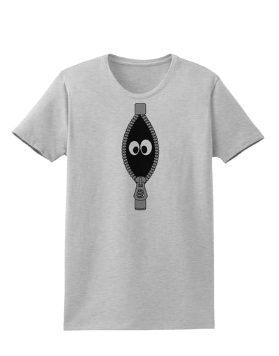 Funny Eyes Peeking Out of Zipper Womens T-Shirt by TooLoud-Womens T-Shirt-TooLoud-AshGray-X-Small-Davson Sales