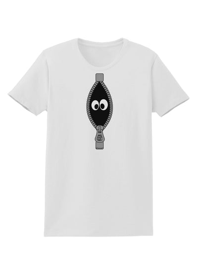 Funny Eyes Peeking Out of Zipper Womens T-Shirt by TooLoud-Womens T-Shirt-TooLoud-White-X-Small-Davson Sales