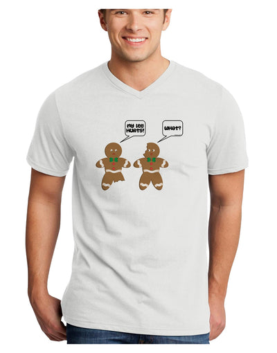 Funny Gingerbread Conversation Christmas Adult V-Neck T-shirt-Mens V-Neck T-Shirt-TooLoud-White-Small-Davson Sales