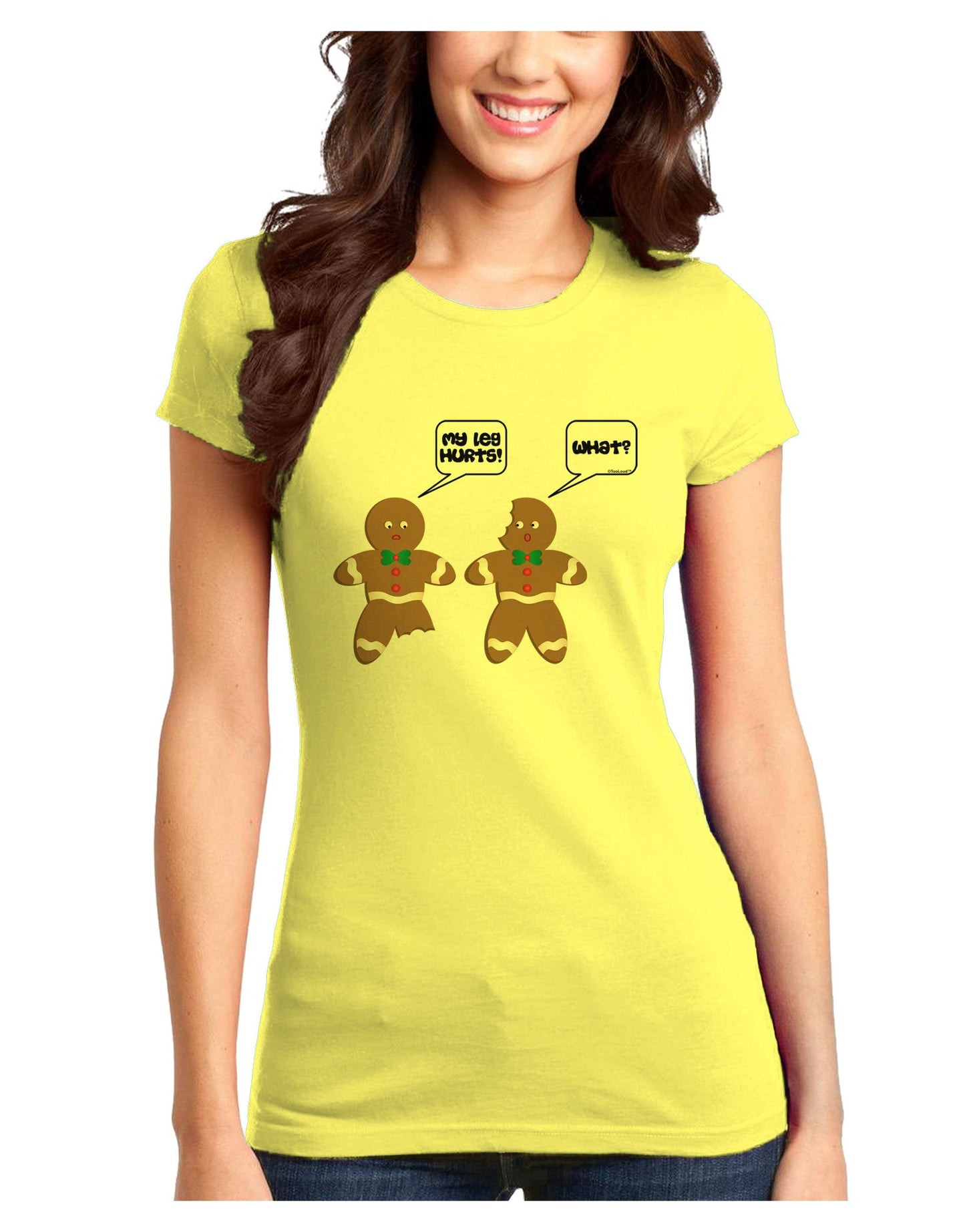 Funny Gingerbread Conversation Christmas Juniors T-Shirt-Womens Juniors T-Shirt-TooLoud-Yellow-Juniors Fitted XS-Davson Sales