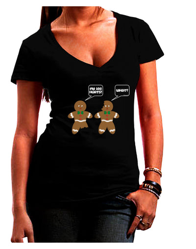 Funny Gingerbread Conversation Christmas Juniors V-Neck Dark T-Shirt-Womens V-Neck T-Shirts-TooLoud-Black-Juniors Fitted Small-Davson Sales