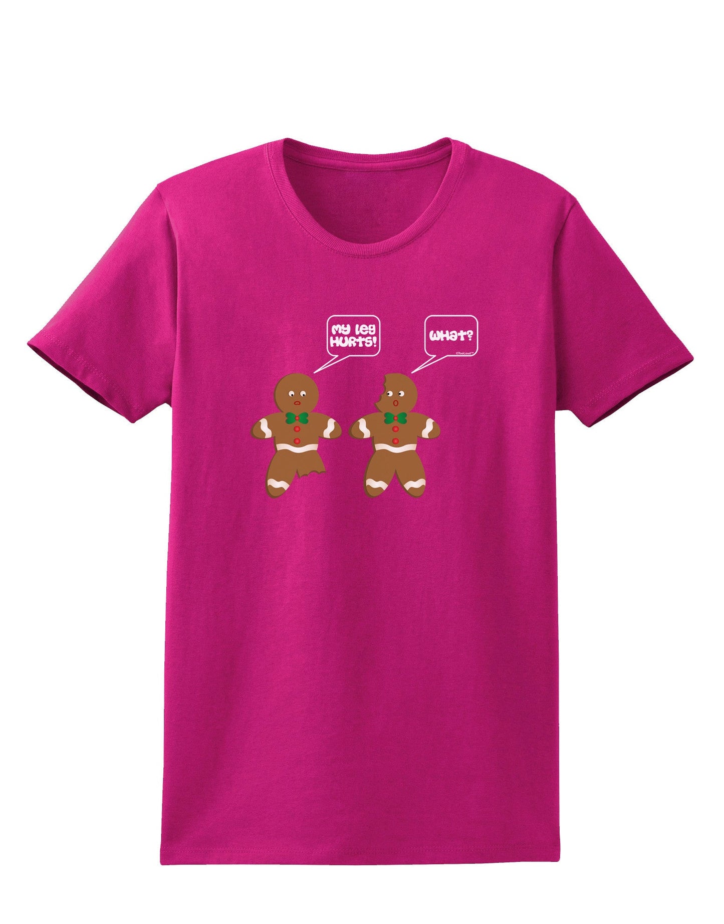 Funny Gingerbread Conversation Christmas Womens Dark T-Shirt-TooLoud-Hot-Pink-Small-Davson Sales