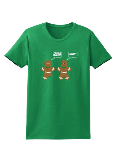 Funny Gingerbread Conversation Christmas Womens Dark T-Shirt-TooLoud-Kelly-Green-X-Small-Davson Sales