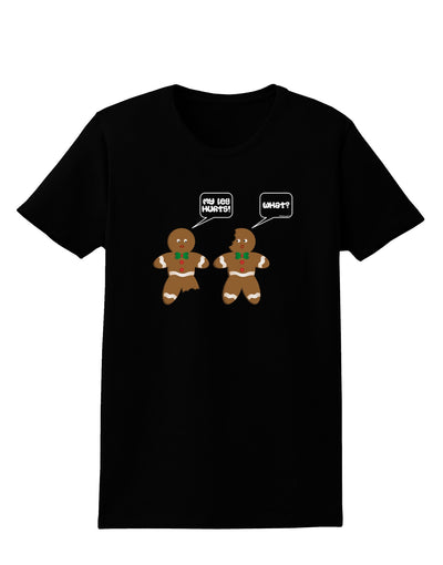 Funny Gingerbread Conversation Christmas Womens Dark T-Shirt-TooLoud-Black-X-Small-Davson Sales