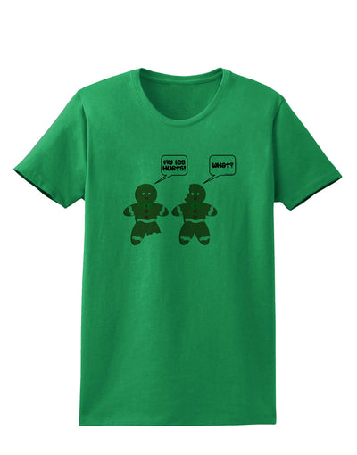 Funny Gingerbread Conversation Christmas Womens T-Shirt-Womens T-Shirt-TooLoud-Kelly-Green-X-Small-Davson Sales