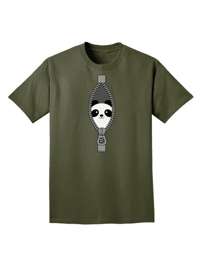 Funny Panda Peeking Out of Zipper Adult Dark T-Shirt by TooLoud-Mens T-Shirt-TooLoud-Military-Green-Small-Davson Sales