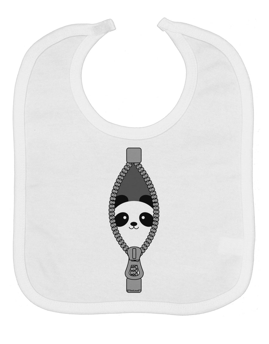 Funny Panda Peeking Out of Zipper Baby Bib by TooLoud