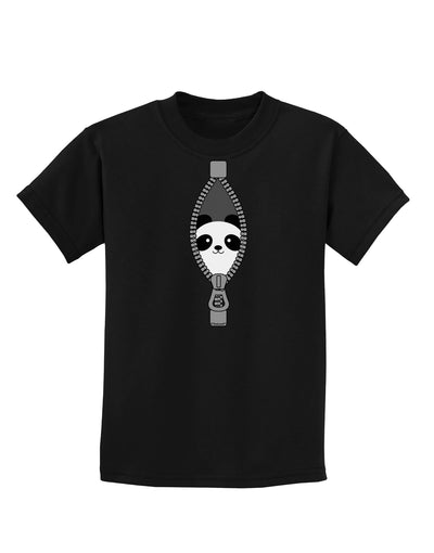 Funny Panda Peeking Out of Zipper Childrens Dark T-Shirt by TooLoud-Childrens T-Shirt-TooLoud-Black-X-Small-Davson Sales