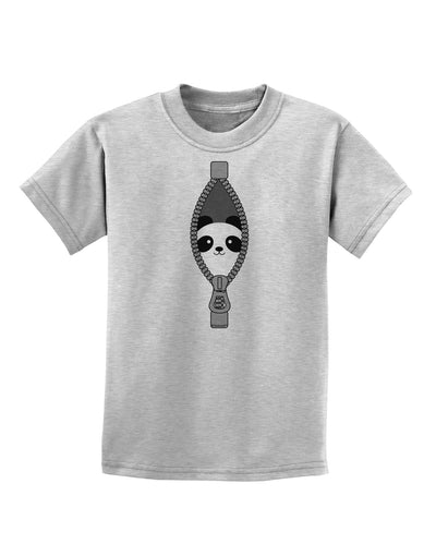 Funny Panda Peeking Out of Zipper Childrens T-Shirt by TooLoud-Childrens T-Shirt-TooLoud-AshGray-X-Small-Davson Sales