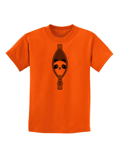 Funny Panda Peeking Out of Zipper Childrens T-Shirt by TooLoud-Childrens T-Shirt-TooLoud-Orange-X-Small-Davson Sales