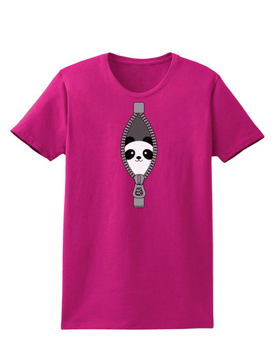 Funny Panda Peeking Out of Zipper Womens Dark T-Shirt by TooLoud-Womens T-Shirt-TooLoud-Hot-Pink-Small-Davson Sales