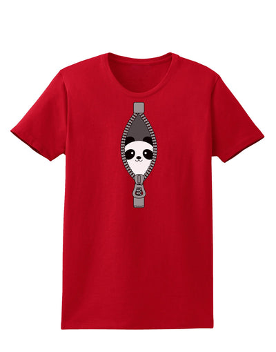 Funny Panda Peeking Out of Zipper Womens Dark T-Shirt by TooLoud-Womens T-Shirt-TooLoud-Red-X-Small-Davson Sales