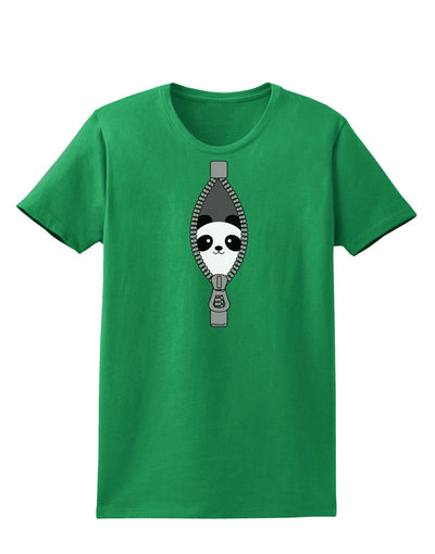 Funny Panda Peeking Out of Zipper Womens Dark T-Shirt by TooLoud-Womens T-Shirt-TooLoud-Kelly-Green-X-Small-Davson Sales