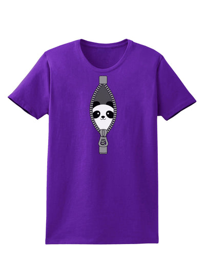 Funny Panda Peeking Out of Zipper Womens Dark T-Shirt by TooLoud-Womens T-Shirt-TooLoud-Purple-X-Small-Davson Sales