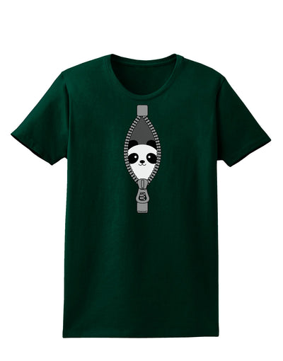 Funny Panda Peeking Out of Zipper Womens Dark T-Shirt by TooLoud-Womens T-Shirt-TooLoud-Forest-Green-Small-Davson Sales