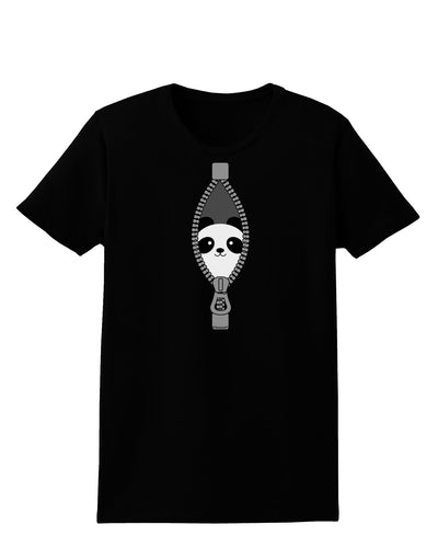 Funny Panda Peeking Out of Zipper Womens Dark T-Shirt by TooLoud-Womens T-Shirt-TooLoud-Black-X-Small-Davson Sales