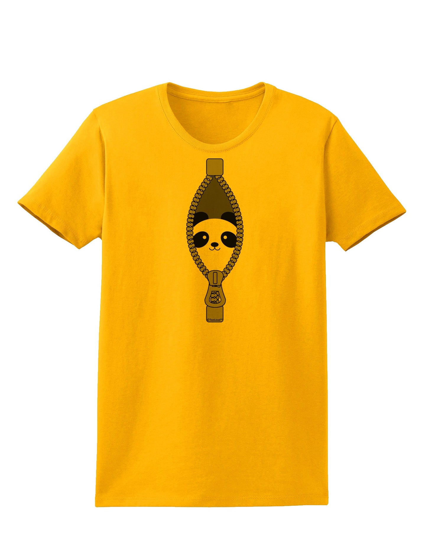Funny Panda Peeking Out of Zipper Womens T-Shirt by TooLoud-Womens T-Shirt-TooLoud-Gold-X-Small-Davson Sales