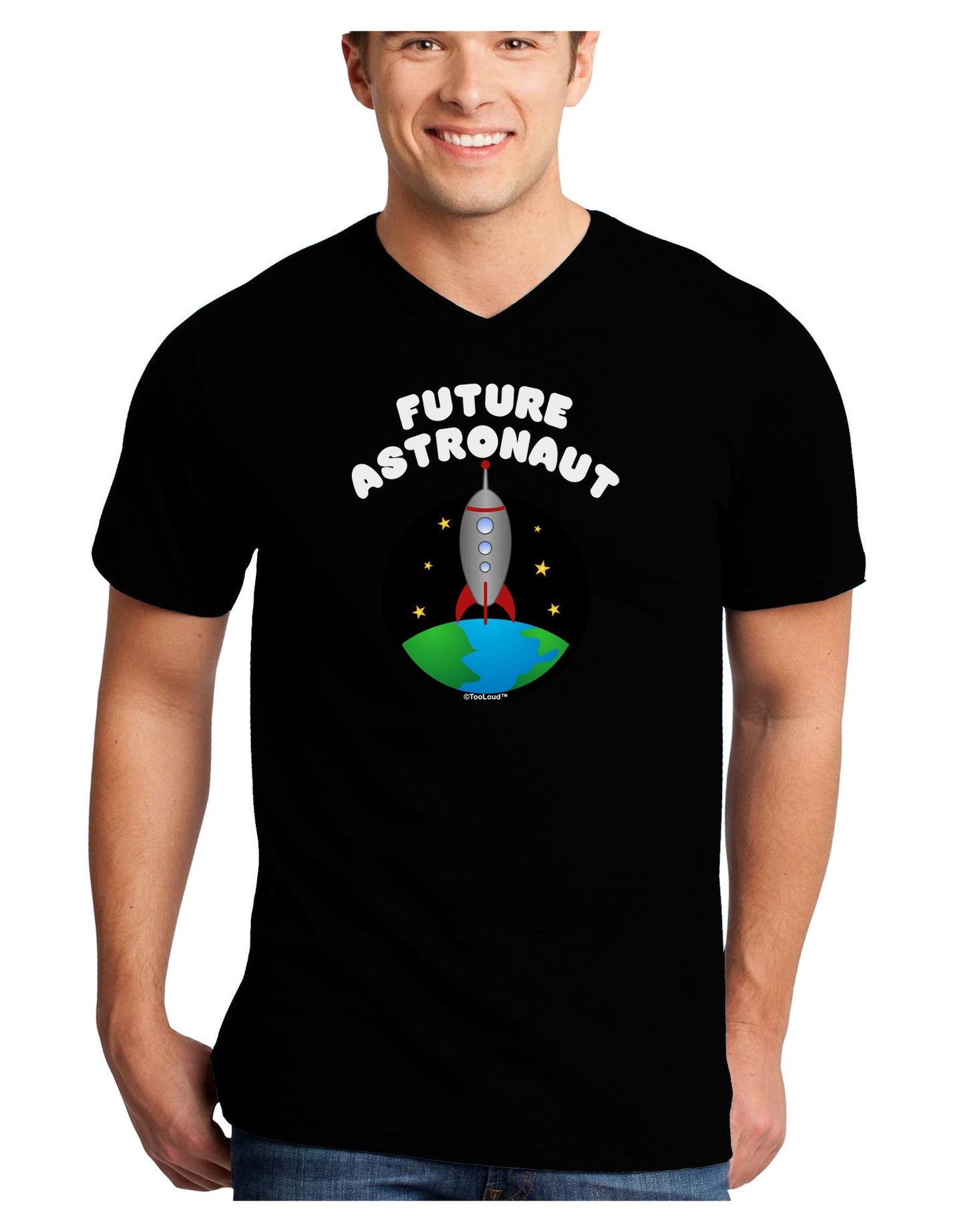 Future Astronaut Color Adult Dark V-Neck T-Shirt-TooLoud-Black-Small-Davson Sales