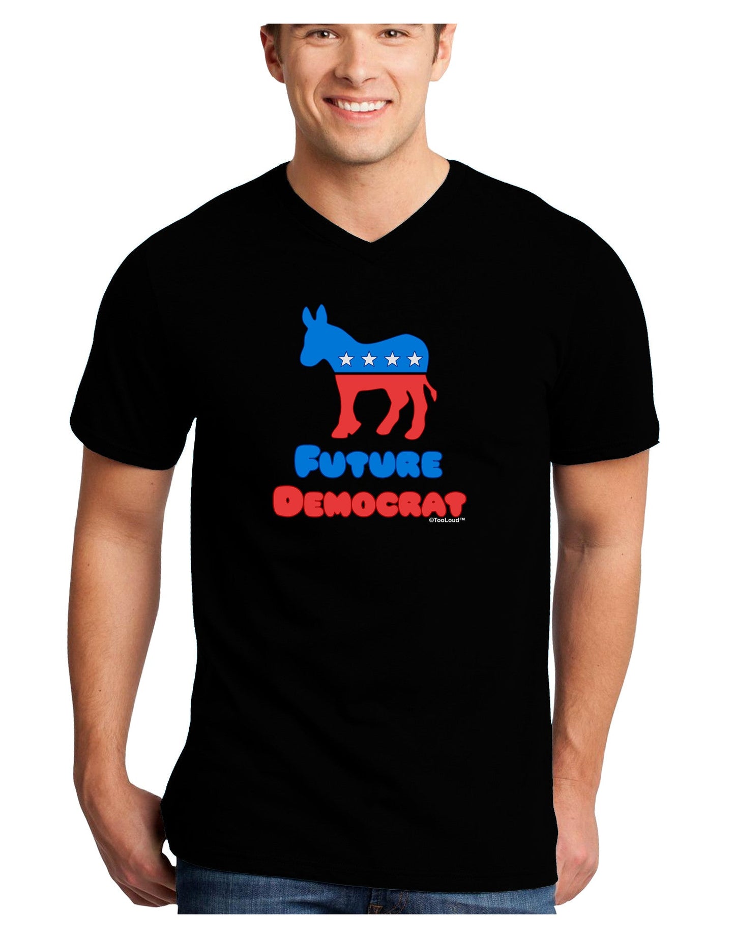 Future Democrat Adult Dark V-Neck T-Shirt-TooLoud-Black-Small-Davson Sales
