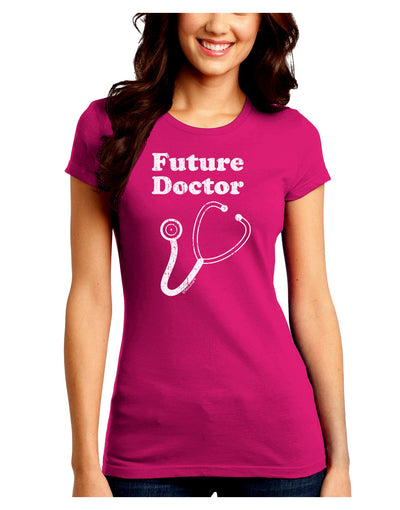 Future Doctor Distressed Juniors Crew Dark T-Shirt-T-Shirts Juniors Tops-TooLoud-Hot-Pink-Juniors Fitted Small-Davson Sales