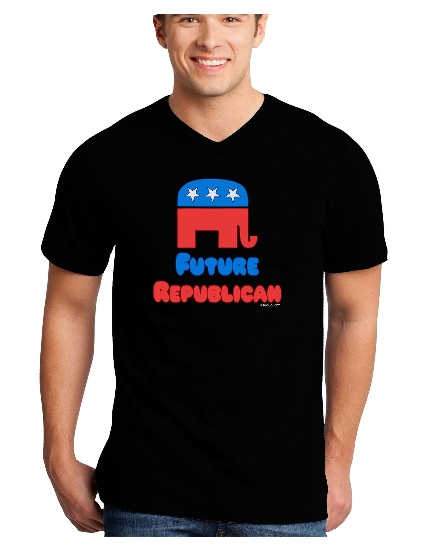 Future Republican Adult Dark V-Neck T-Shirt-TooLoud-Black-Small-Davson Sales
